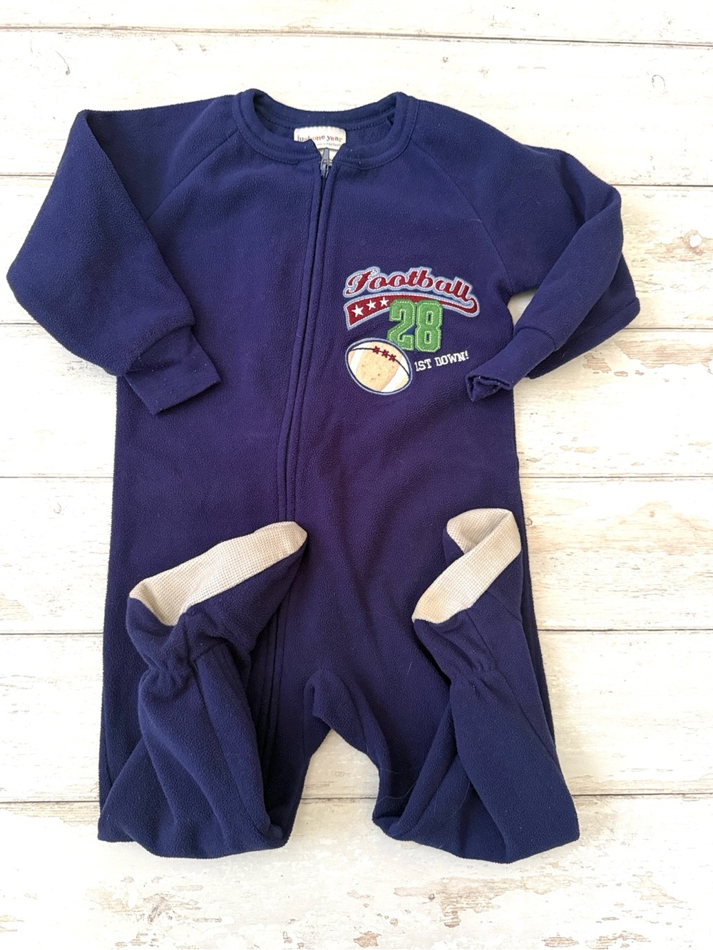 Carters 2T Boys Football Zip Up Footie Sleeper Pajamas One Piece Toddler Kids Pj
